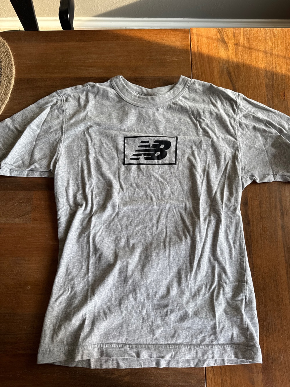New Balance Gray Short Sleeve Tee with Black Logo